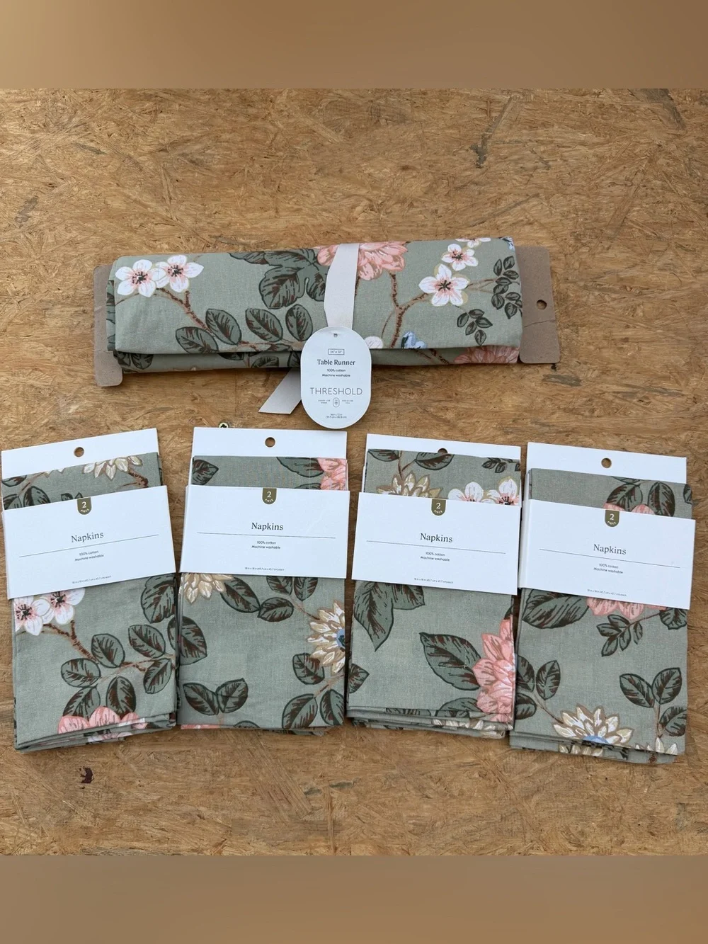 Threshold Floral Table Runner and Napkin Set - Sage Green